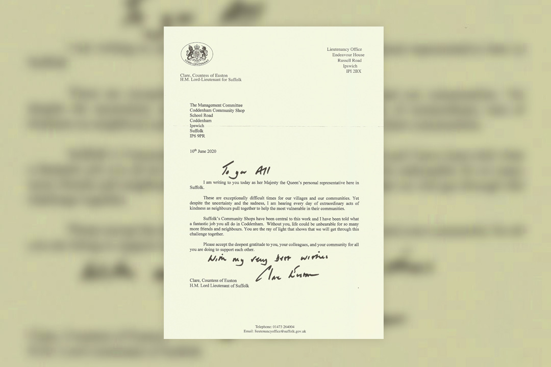 Lord Lieutenant Letter to Coddenham