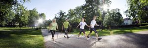 Nordic walkers in the countryside