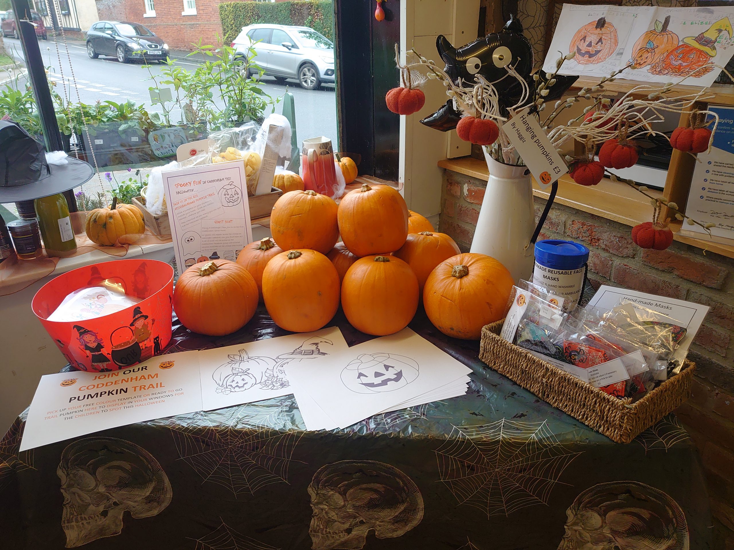 Pumpkins on display in the Coddenham Community Shop