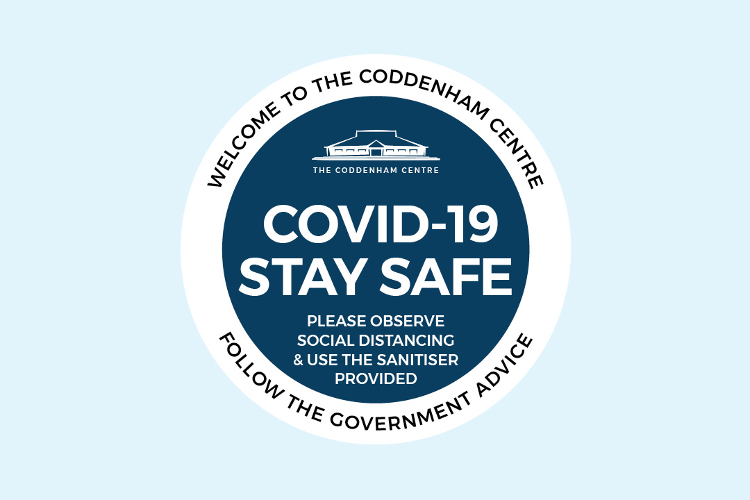 Covid-19 Stay Safe Sticker on Pale Blue Background