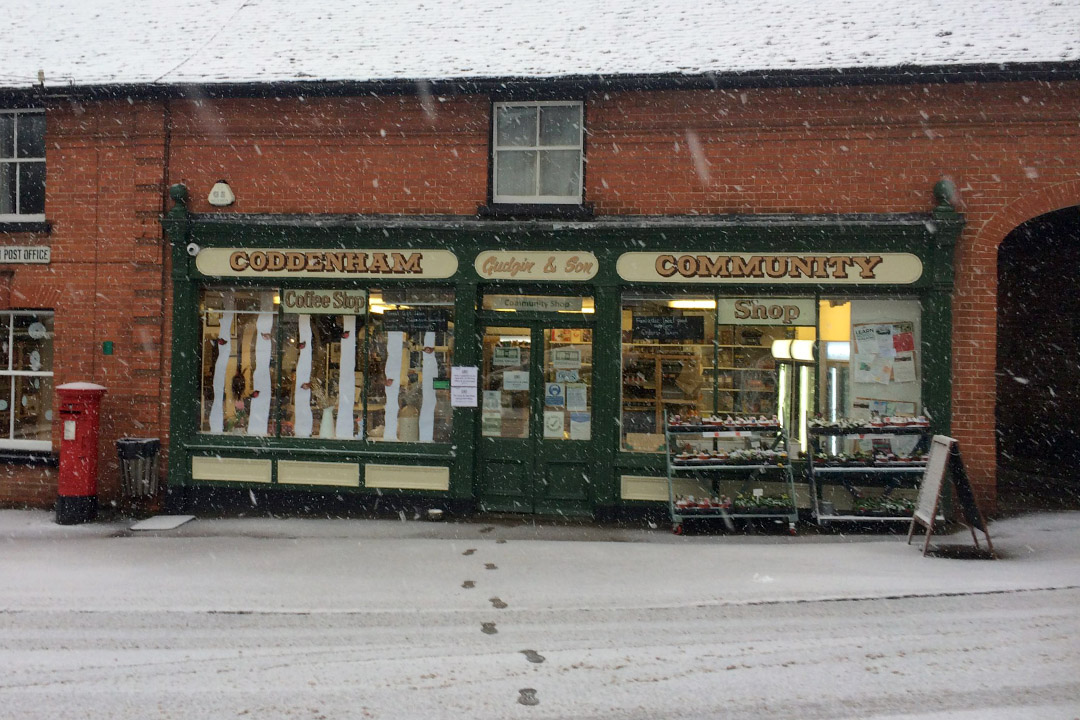 Coddenham Community Shop winter snow Feb 2021