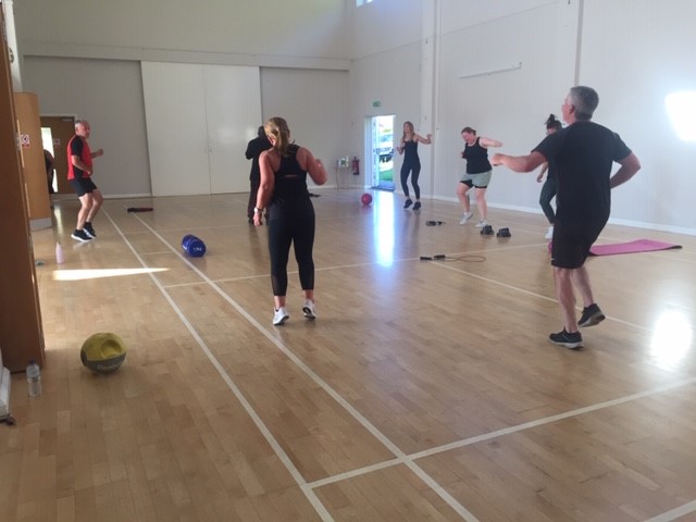 Group doing circuit training