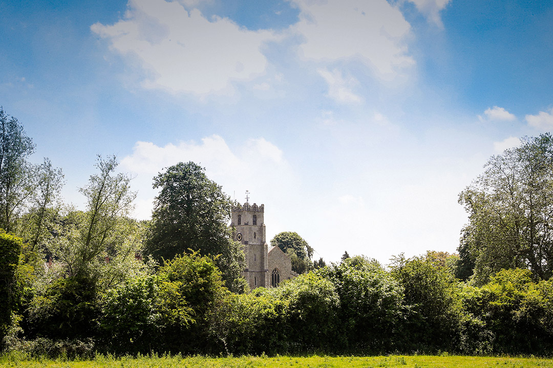 Coddenham Church St Marys seen through the trees