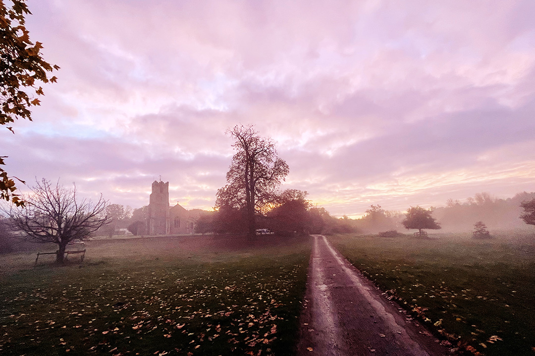 St Marys Church Coddenham in Autumn by Georgie Kerr