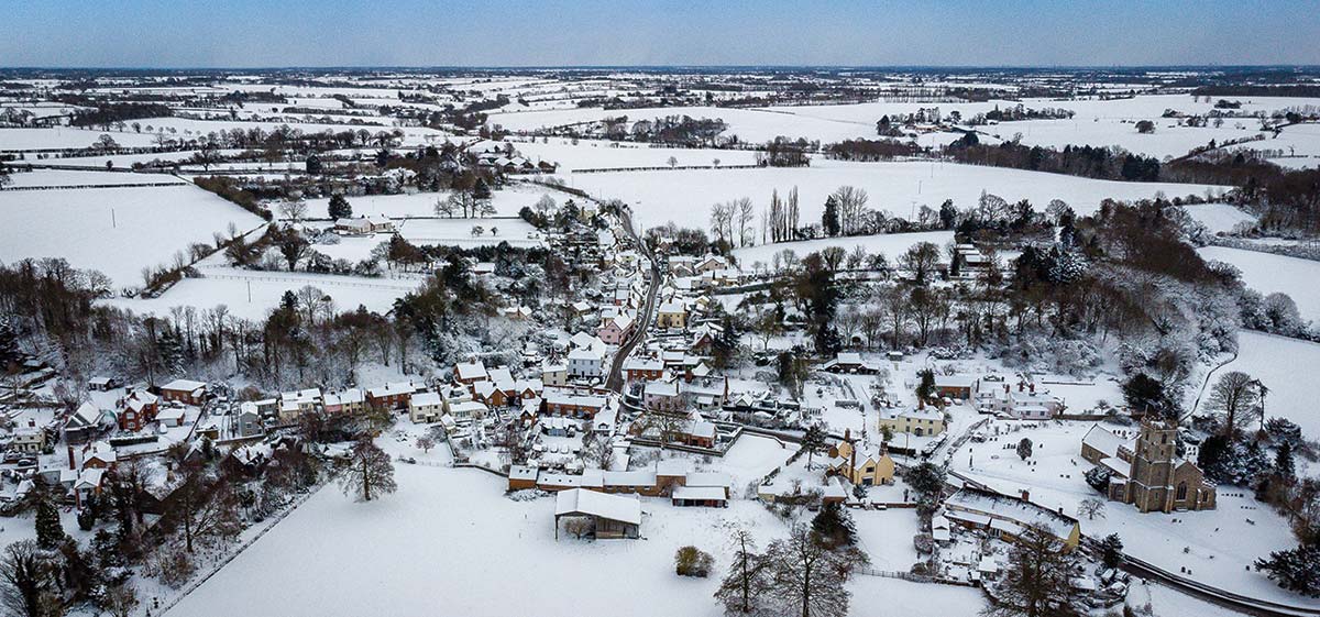 Coddenham Suffolk Aerial- Snow Shot