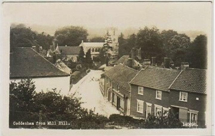 An old photo of Coddenham from Mill Hill