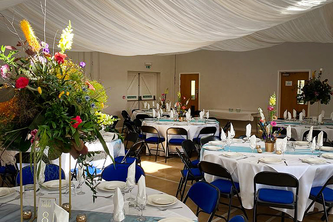 View of the inside of the Coddenham Centre dressed ready for the summer ball