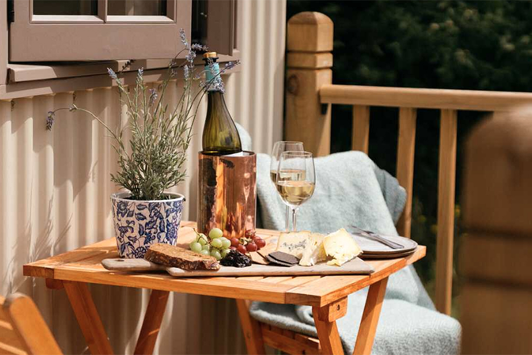 Retreat East Drinks Table Wine and Cheese on Veranda